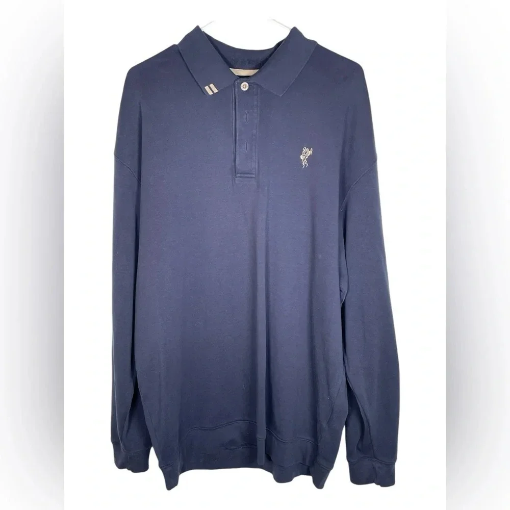 Ashworth EZ-TECH Mens Size XXL Navy Blue‎ Long Sleeve Polo